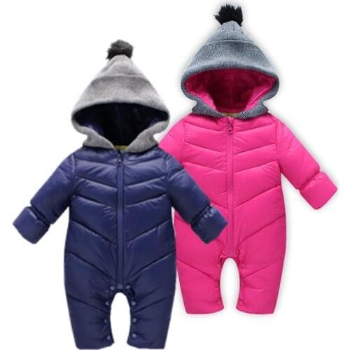 2021 Baby Warm Clothes For Girls Winter Thickened Snowsuit Long Sleeve Boys Overalls 0-24m Newborn Toddler Jumpsuits Kids Outfit