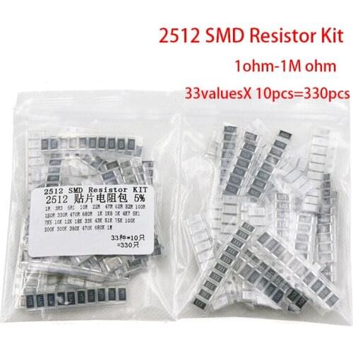 2512 SMD Resistor Kit Assorted Kit 1ohm-1M ohm 5% 33valuesX 10pcs=330pcs DIY Kit