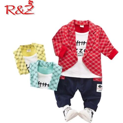 R&Z 2019 spring and autumn new boy suit cotton plaid suit comfortable childrens casual suit