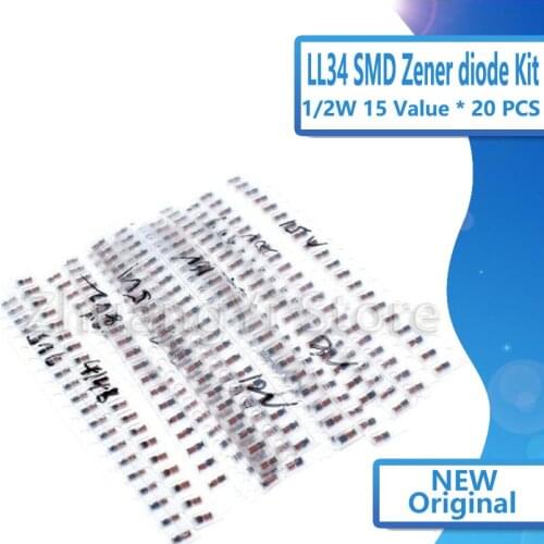 LL34 SMD Zener diode package 1/2W 3v-24v 15 kinds *20pcs=300pcs 1N4148 KIT