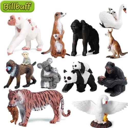 Simulation Wild Zoo Animals African Monkey Orangutan Models Action Figures Raccoon Bear Deer Figurines Miniature Collection Toys