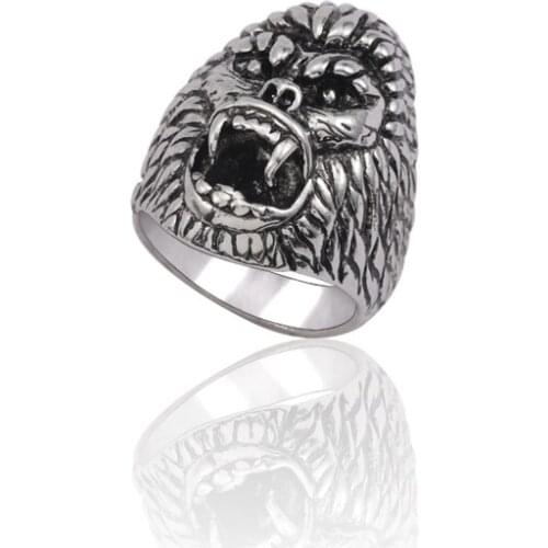 Skull Punk Ring For Men Jewelry Vintage Steampunk Stainless Steel Ring Gothic Hip Hop 3D Animal Rings Christmas Jewelry 2020