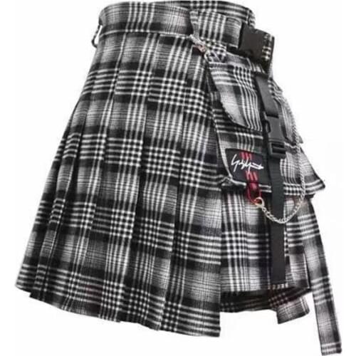 2019 TVVOVVIN NEW FASHION Autumn Spring Plaid Grid Pocket Black And White Sexy Women Woman Girl Korea Harajuku Mini Skirt B917