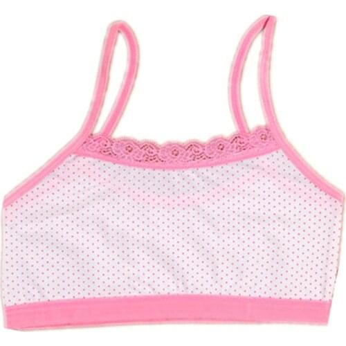 3pcs New cotton teenage girl underwear white straps puberty girls bras no steel sponge bras for kids bra cartoon training bra