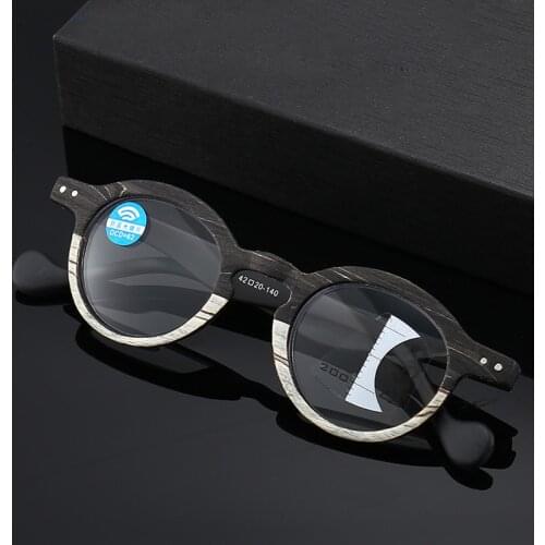 Seemfly Wood Grain Reading Glasses Men Women Progressive Multifocal Anti Blue Light Presbyopic Eyeglasses Near Far Sight Eyewear