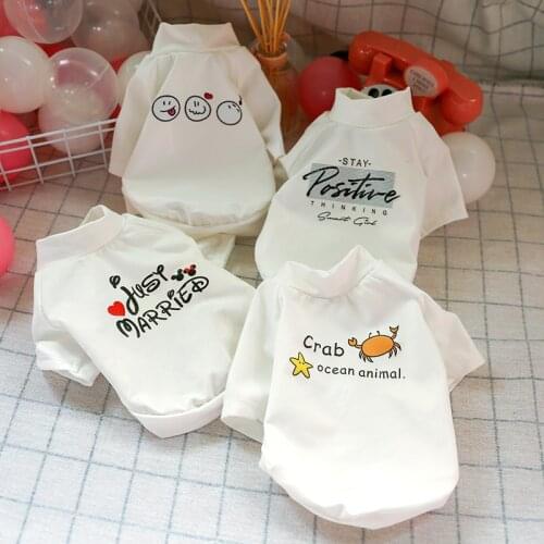 White Print Pet Clothes for Small Dogs Cats Summer Cozy Puppy Cat Tshirt Dog Vet Chihuahua Yorkies Shirts Pets Clothing Products