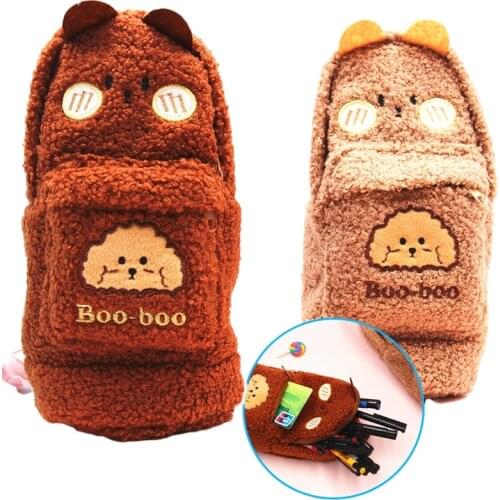 Cute Plush Pencil Pen Pouch Faux Fur Lightweight Large Capacity Stationary Cosmetics Bags Trousse Scolaire Kawaii Cases Bag