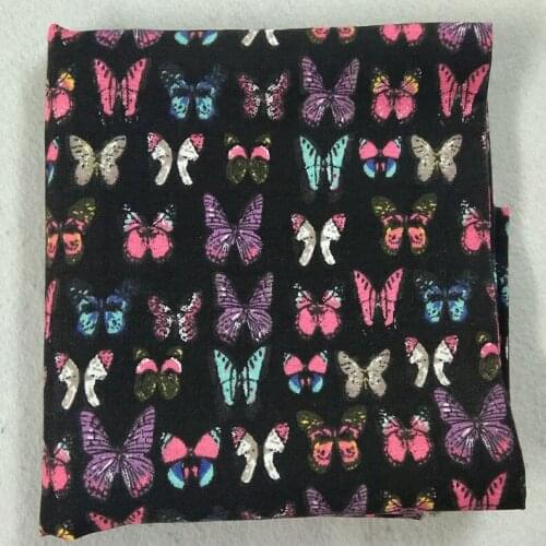 50x140cm Thick & Tough Black Colorful Butterfly Printed Canvas Cotton Fabric Bag Fabric Patchwork DIY Sewing tablecloth curtain