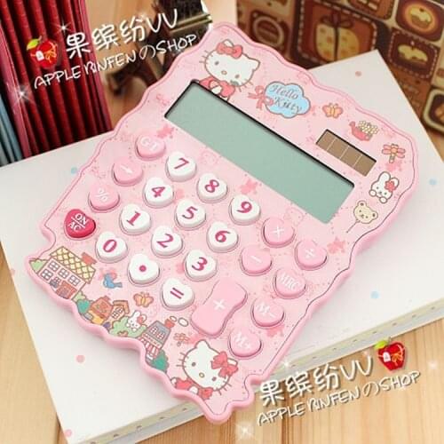 Sanrio Hello Kitty fashion 12-digit cute big screen calculator mini desktop computing carry cartoon computer