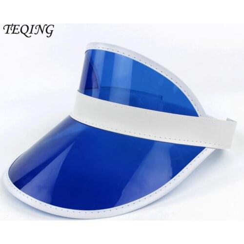TEQING 48pcs/lot Sun hats Neon Sun Visor Peak Cap Clear Plastic Sunvisor Party Hat Festival Fancy Dress Poker Headband H-81