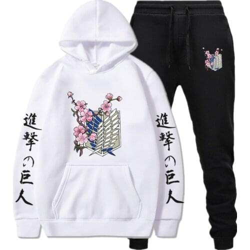 Brand Hoodies Pants Suit Japanese Anime Attack on Titan Sportswear Men Women Streetwear Sweatshirt Tracksuit Casual Sportsuits
