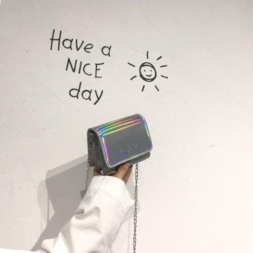 Laser chain bag women 2021 new fashion simple messenger bag women party flip buckle messenger bag ladies