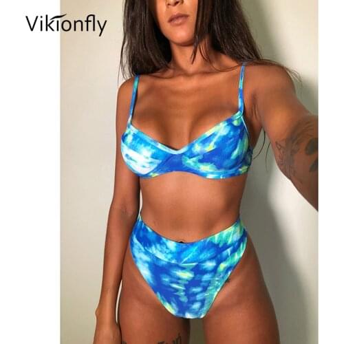 Vikionfly Sexy High Leg Thong Bikini 2021 Brazilian Leopard Printed Push Up Swimsuit High Waist Bathing Suit For Women Swimwear
