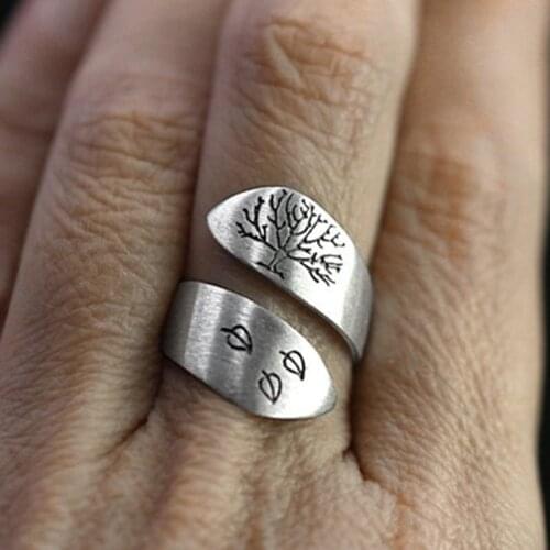 Vintage Open Hand Ring Bohemian Rhapsody Leading Actor Same Style Rings Adjustable Engraving Tree Leaf Rock Roll Jewelry 30M821