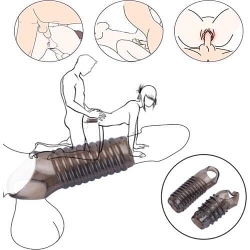Adults Erotic Extender Penis Sleeve Condoms Reusable Cock Ring Enlargement Enhancer Dick Sex Toys For Men Woman Intimate Goods