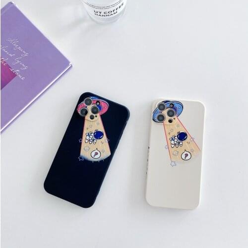 For 12 Pro Max Funny Magic UFO Catch Spaceman Case For 7 8 Plus X Xr Xs Soft Silicone Protection Lens For 11 Pro Se 2020 Cover