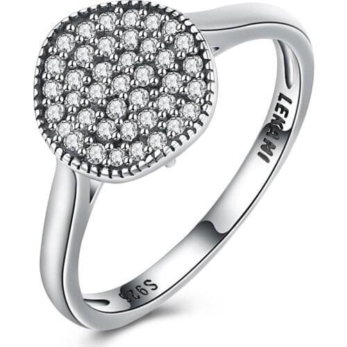 ZEMIOR Genuine Sterling Silver 925 Jewelry Rings For Women Trendy Round Cubic Zirconia Vintage Ring Birthday To Girlfriend