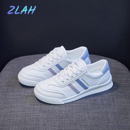 Ladies Casual Sports Shoes PU Leather Lace-up Casual Shoes ZlahComfortable Vulcanized Shoes Lightweight Tennis Shoes Women Flat