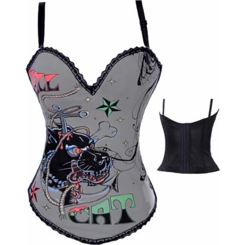 Women cotton corset bustier Sexy waist trainer hot shaper overbust corselet top fajas colombianas gaine amincissante femme black