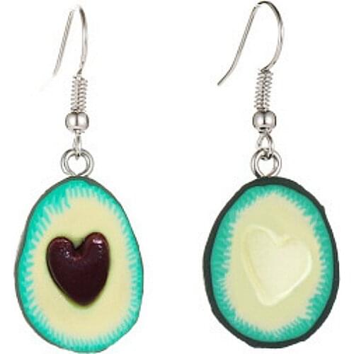 1@# 2021 New Fashion Hoop Earrings Shine Style Avocado Cartoon Heart Circle Round Earrings Party Jewelry Gift