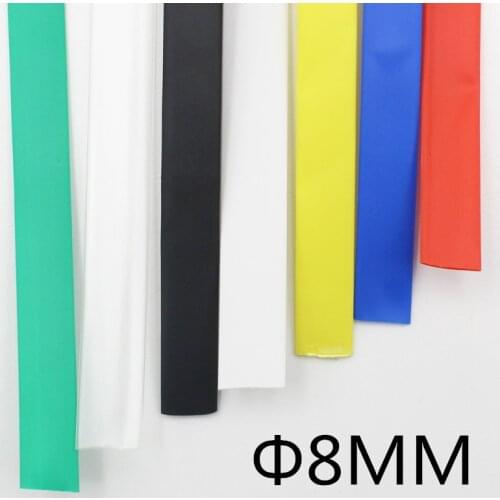 1Meter/lot) 8MM Inner Diameter Black Heat Shrinkable Tube / Heat Shrink Tubing Color : Black Red Blue Green Yellow