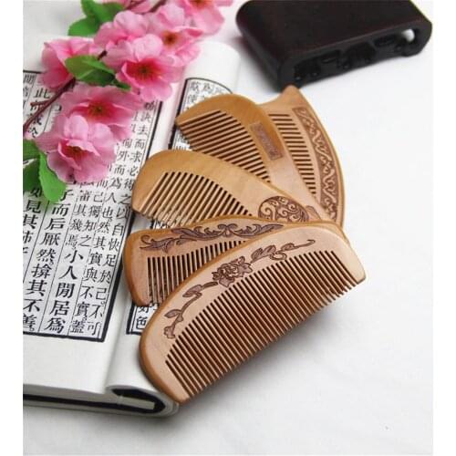 1pcs Natural Peach Wood Comb for Beard Hair Healthy Head Massage Anti-static Hairbrush Hair Care Tools Beauty Accessories