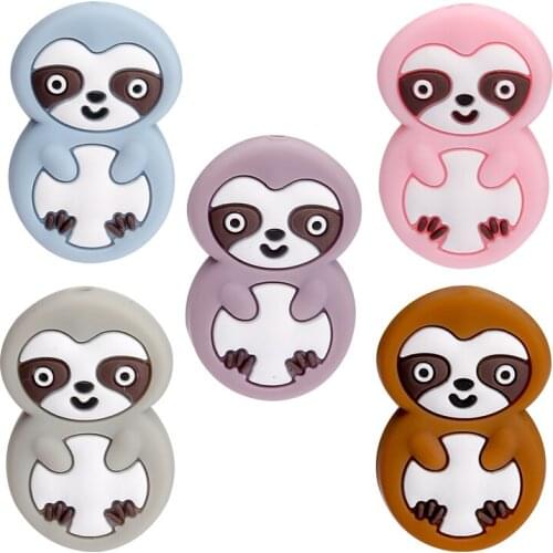 10 Pcs/lot New Silicone Beads Teether Cartoon Animal BPA Free for DIY Pacifier Chain Making Chewable Baby Teething Gift