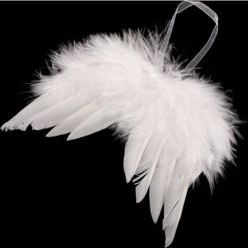 10 Pcs/lot Vintage Style White Feather Wing Lovely Chic Angel Christmas Tree Hanging Ornament Party Wedding Decor