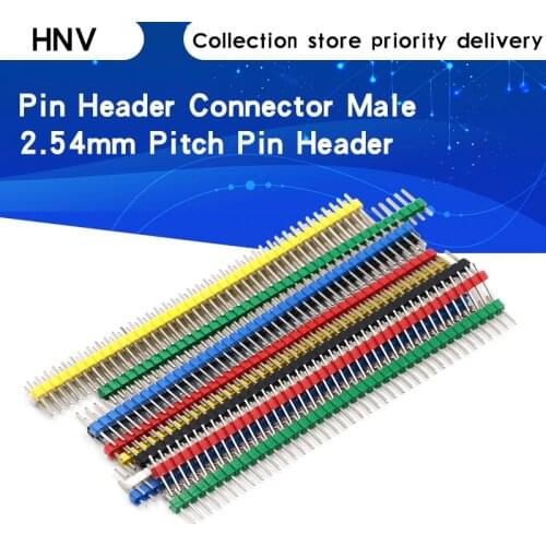 12pcs/lot 2.54mm Black + White + Red + Yellow + Blue + Green Single Row Male 1X40 1*40 Pin Header Strip (6 colors each 2pcs)