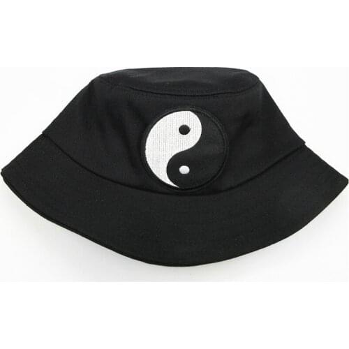 2021 China Tai Chi Embroidery Cotton Bucket Hat Fisherman Hat Outdoor Travel Sun Cap Hats for Men and Women 140