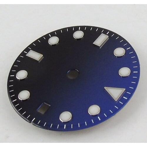 28.5mm black blue Dial Date Window Luminous Fit NH35 Miyota 8215 MOVEMENT