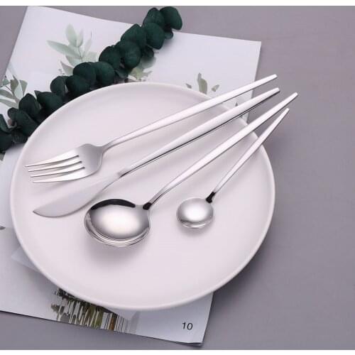 4pcs/set Stainless Steel Cutlery Set Silverware for Weddings Fork Spoon Knife Set Chopsticks Soup Tea Spoons with Long Handle