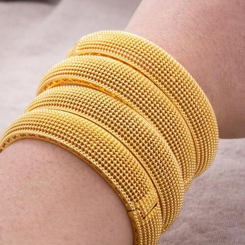 4Pcs/Lot Bangles 24K Ethiopian Arabia Gold Color for women Girl indian dubai African wedding Bangls Bracelet Party bridal Gift