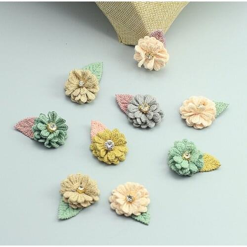 4Pcs/lot lace trim patch applique lace fabric Wedding dress DIY 3D flowers bride hair veil clothes Headwear Decoration 5color