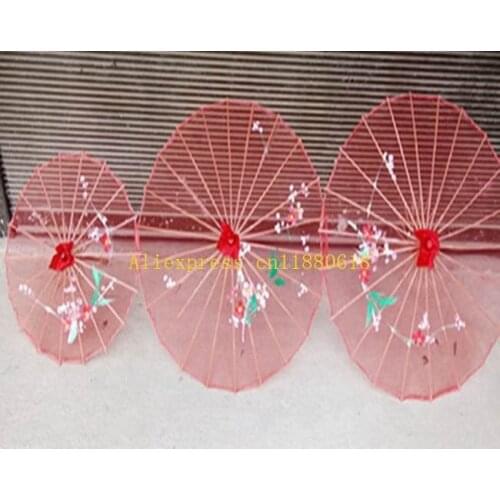 50pcs/lot Wedding Party Hand-painted Flowers colorful silk Cloth parasol Clear Chinese handicraft umbrella For children Adult