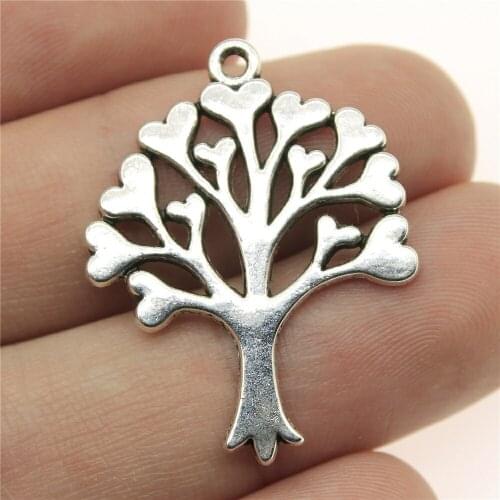 8pcs/lot Jewelry Making DIY Handmade Craft Charms Antique Silver Color 32x25mm Heart Tree Of Life Pendant
