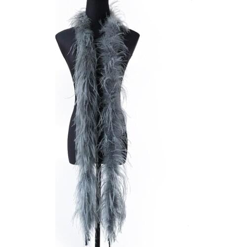 Dark Grey Ostrich Feathers Boa for Crafts Fluffy Long Plumas Wedding Party Decoration Christmas Tree Plumes Shawl Accessories