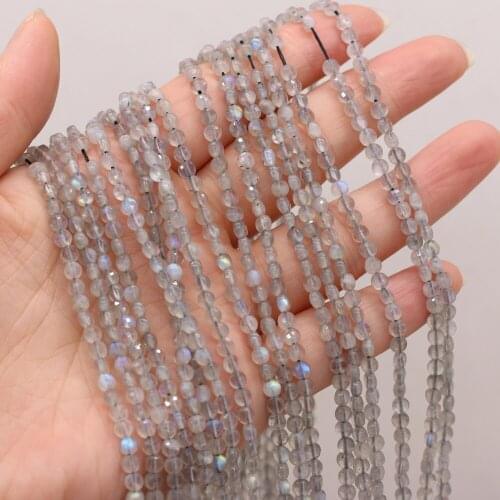 Natural Semi-precious Stone Oblate Section Beads Flash Labradorite 4mm For DIY Necklace Earrings Accessories Gift Length 38cm