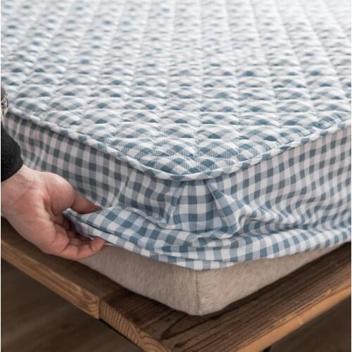 Mattress Cover 100% Cotton Fabric Quilted Mattress Protector Thicken King Mattress Pad For Bed Anti-mite Twin Bed Mattress Cover