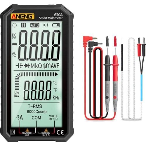 620A Digital Multimeter 4.7In LCD DC/AC Current Voltage Measurement Capacitance Resistance Measuring Meter NCV Tester