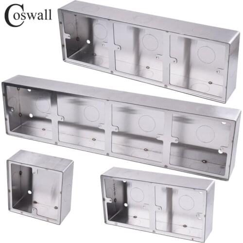 Coswall 36mm Depth Thicken Polished Stainless Steel Anti-Corrosion Fireproof Wall External Surface Mounting Box 1/2/3/4 Seat