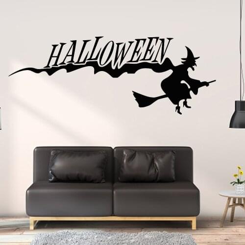 Halloween Party Decor Flying Witch party Decorations Wall Stickers For Office Home Decoration Window Decals Mural Art Viny ph448