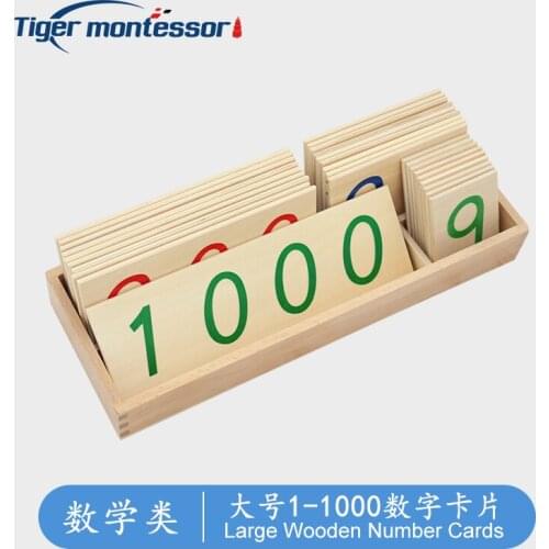Montessori Wooden Mathematics Materials Large Wooden Number Cards With Box (1-1000) Toys