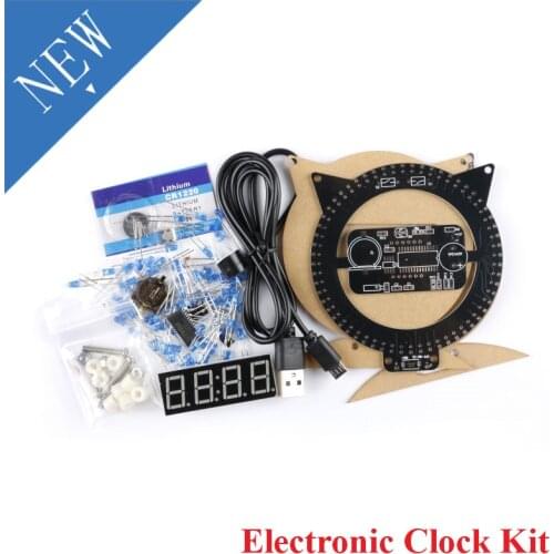 Electronic Clock DIY Kit Light-controlled Temperature Creative Alarm Cat Clock Red Digital Tube DIY 51 Single-chip Microcomputer
