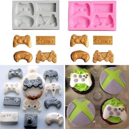 KUXSE Controller Gamepad Game Silicone Mold Baby Birthday Fondant Cake Decorating Tools Candy Clay Chocolate Gumpaste Molds