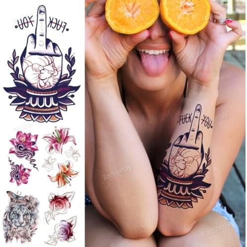 Fake tattoo for woman waterproof tatoo lotus flowers tiger dragon fox tattoo transfer sexy body art girls beauty decal sleeve