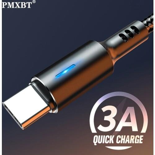 3A USB Type C Cable LED Fast Charging Wire For Xiaomi Mi10 Samsung S9 Huawei P40 Sync Data Mobile Phone Quick Charge usb c Line
