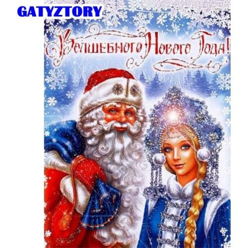 GATYZTORY DIY Frame Paint By Number Santa Claus Girl For Adults Picture By Numbers Figure Portrait Acrylic Paint On Canvas Home
