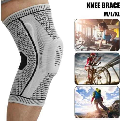 Knee Brace Compression Knee Support Sleeve Protector Silicone Elastic Knee Pads Adjustable Support Spring Kneepads for Sports