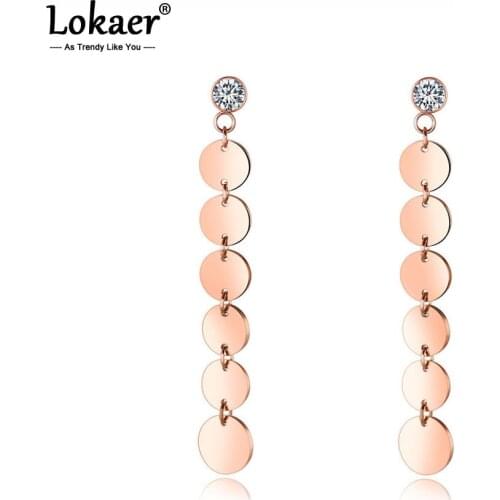 Lokaer Temperament Simple Discs Sequins Female Drop Earrings Trendy Tassel Long Earrings Jewelry For Women Dropshipping E17083